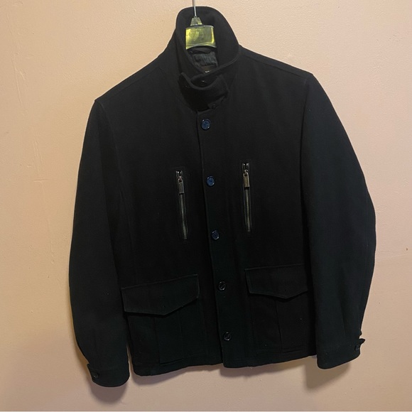 Michael Kors  Jacket Coat Mens Small  Black Wool-Blend  Button Up Quilted Lining - Picture 14 of 15